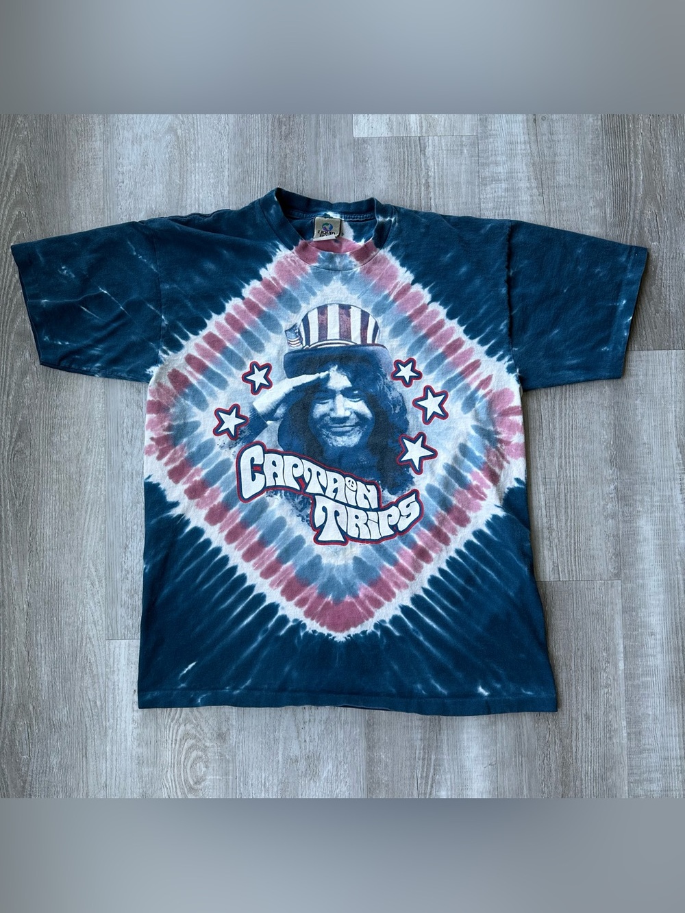 Vintage Grateful Dead Jerry Garcia USA Tie Dye Liquid Blue T Shirt Size L